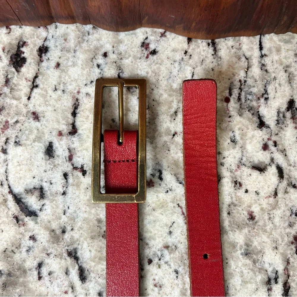 Urban Outfitters Skinny Belt with Brass Rectangle Buckle - Picture 3 of 11
